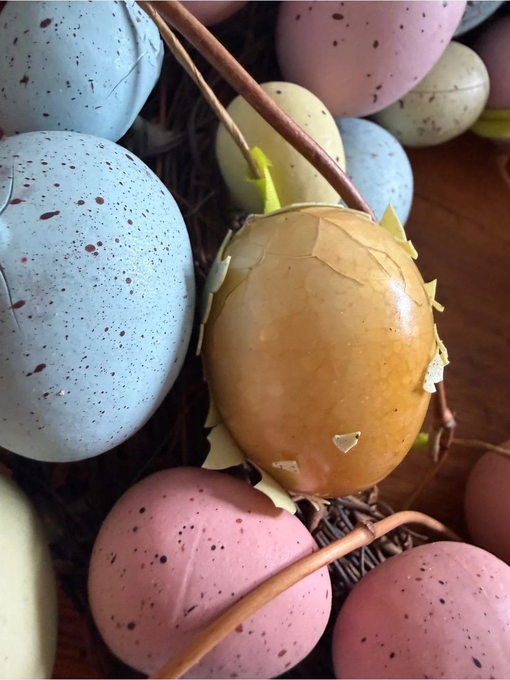 Pastel Easter Egg Wreath - Spring Door Decor in Pink, Blue, Green, Cream, Yellow